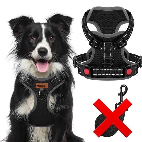 Midog black lightweight breathable dog harness Large. - Picture 4 of 5